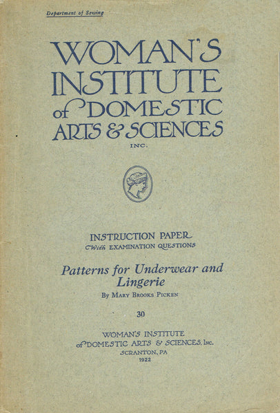 Products 1920s Mary Brooks Picken Woman's Institute Sewing Book 30 Patterns for Lingerie