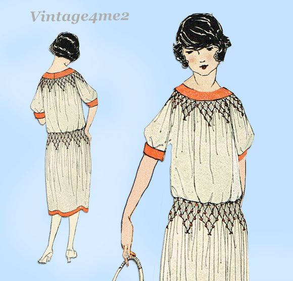 Ladies Home Journal 2727: 1920s Uncut Misses Smocked Dress VTG Sewing Pattern