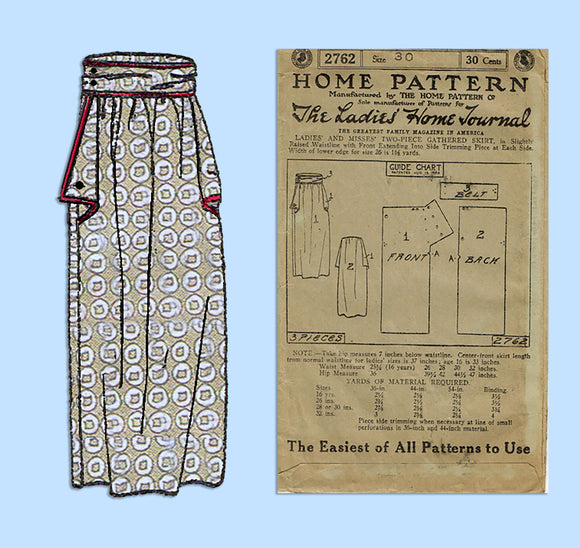 Ladies Home Journal 2762: 1920s Uncut Misses Skirt Sz 30 W Vintage Sewing Pattern