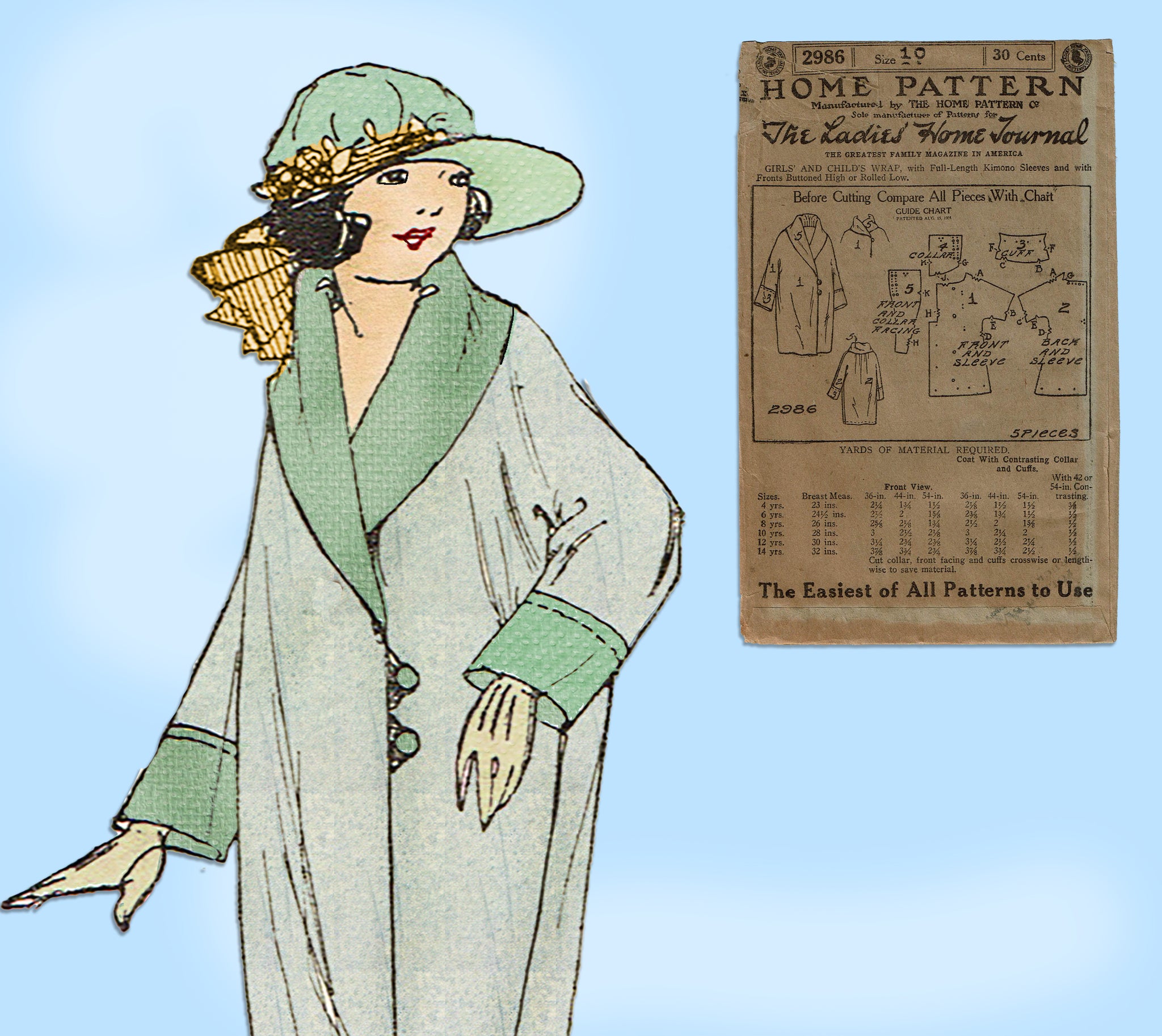 1920s VTG Ladies Home Journal Sewing Pattern 6229 FF Girls Flapper Dress Sz  10