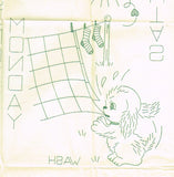 1940s Vintage Laura Wheeler Embroidery Transfer 688 Uncut DOW Puppy Tea Towels