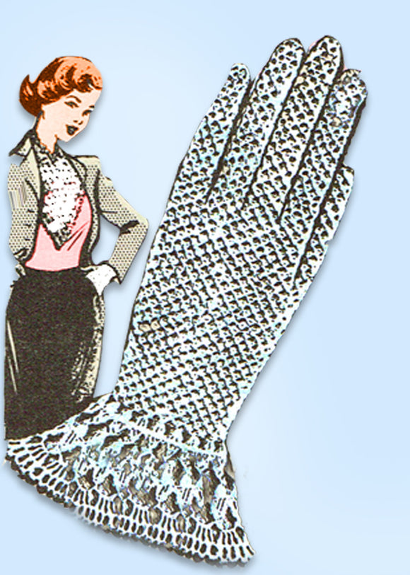 1940s Vintage Laura Wheeler Crochet Pattern 706 WWII Misses Gloves & Dickey ORIG