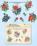 1940s Vintage McCall Embroidery Transfer 1110 Uncut WWII X Stitch Rose Motifs - Vintage4me2