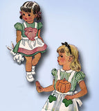 1940s Vintage McCall Sewing Pattern 1281 Toddler Girls Novelty Holiday Apron SM - Vintage4me2