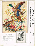 1940s Uncut McCall Kaumagraph Embroidery Transfer 1359 X Stitch Mallards Picture