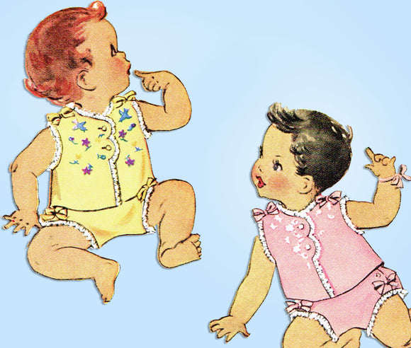 1940s Vintage McCall Sewing Pattern 1489 Embroidered Baby Shirt & Diaper Cover 1