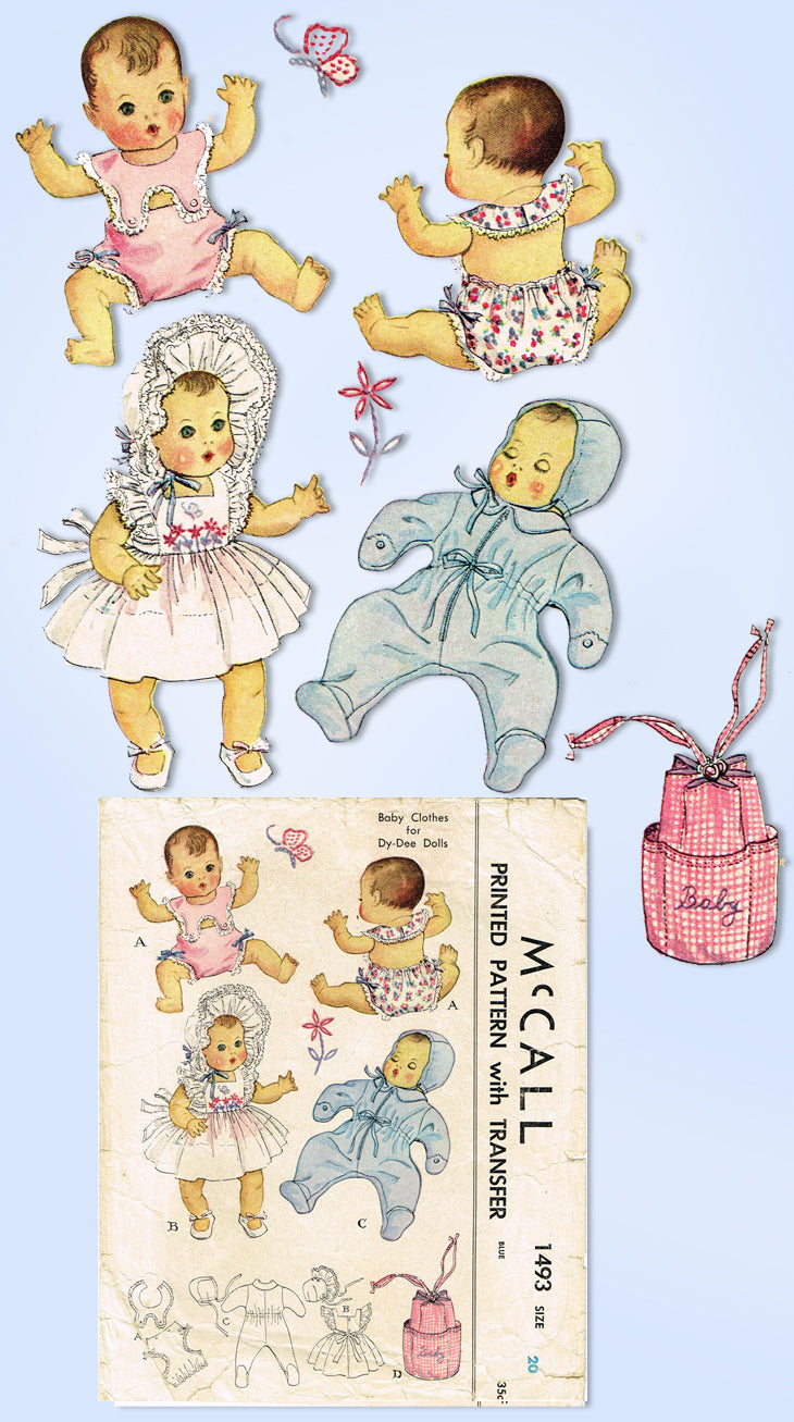 1940s Vintage McCall Pattern 1493 Rare 20in Dy-Dee Baby Doll Clothes –  Vintage4me2