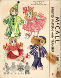 1940s Vintage McCall Sewing Pattern 1502 15 In Boy and Girl Sock Dolls & Clothes - Vintage4me2