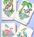 1950s Vintage McCall's Embroidery Transfer 1624 Uncut X-Stitch Tropical Birds