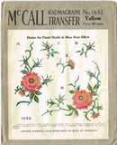 1920s Vintage McCall Embroidery Transfer 1632 Moss Rose Spanish Stole Trims FF