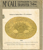 1920s Rare Vintage McCall's Embroidery Transfer 1642 Uncut Quilted Pillow Motif - Vintage4me2