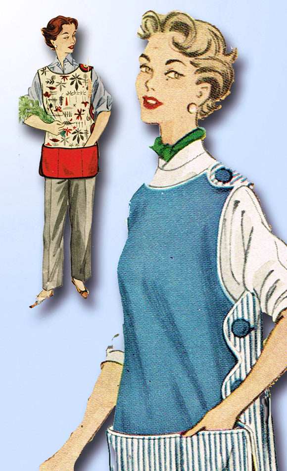 1950s Original Vintage McCalls Pattern 1778 Uncut Shirt-Tail Apron Sz Med