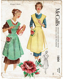 McCall's 1804: 1950s Charming Misses Apron Sz 42-44 Bust Vintage Sewing Pattern