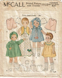 McCall 1918: 1930s Rare 11.5 Inch Patsykins Doll Clothes Vintage Sewing Pattern