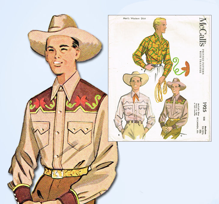 1950s Vintage McCall Sewing Pattern 1925 Mens Western Shirt Sz Medium –  Vintage4me2