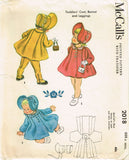 1950s Vintage McCalls Sewing Pattern 2018 Baby Girls Flared Coat and Bonnet Sz 6 mos