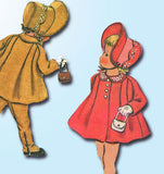 1950s Vintage McCalls Sewing Pattern 2018 Baby Girls Flared Coat and Bonnet Sz 6 mos