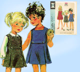 1960s Vintage McCall Sewing Pattern 2117 Cute Toddler Girls Jumper Dress Sz 3