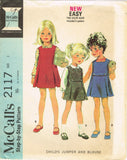 1960s Vintage McCall Sewing Pattern 2117 Cute Toddler Girls Jumper Dress Sz 3