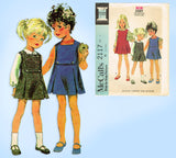 1960s Vintage McCall Sewing Pattern 2117 Cute Toddler Girls Jumper Dress Sz 3