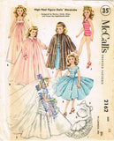 1950s Vintage McCalls Sewing Pattern 2162 High Heel Doll Clothes 12 In Revlon