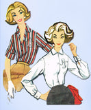 1950s Vintage McCalls Sewing Pattern 2207 Misses Monogram Blouse Sz 14 34B