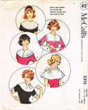 1950s Vintage McCalls Sewing Pattern 2315 Misses Set of Collars & Cuffs Fits All