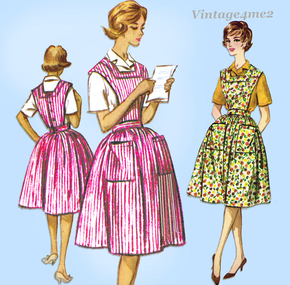 1960s Vintage McCall's Sewing Pattern 2429 Uncut Misses Apron Dress Size 38 Bust