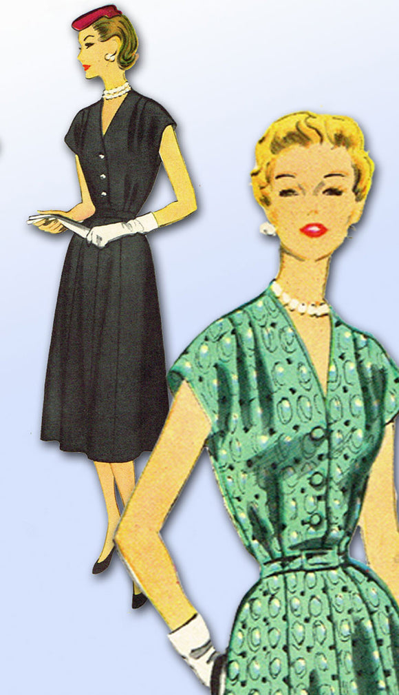 1950s Vintage McCalls Sewing Pattern 3078 Misses Day Dress Size 37 Bust -Vintage4me2