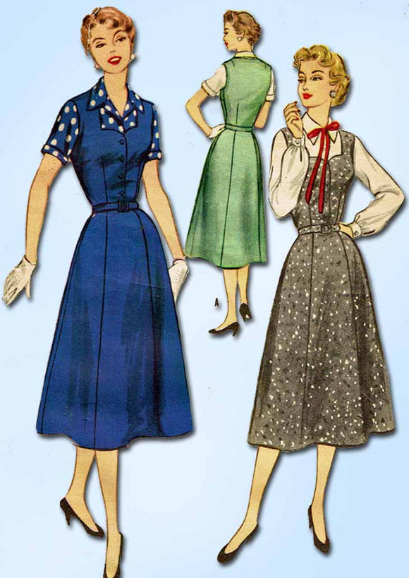 1950s Vintage McCalls Sewing Pattern 3336 Uncut Misses Jumper Dress Si ...