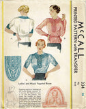 McCall 334: 1930s Rare Misses Fagoted Blouse Sz 32 Bust Vintage Sewing Pattern - Vintage4me2