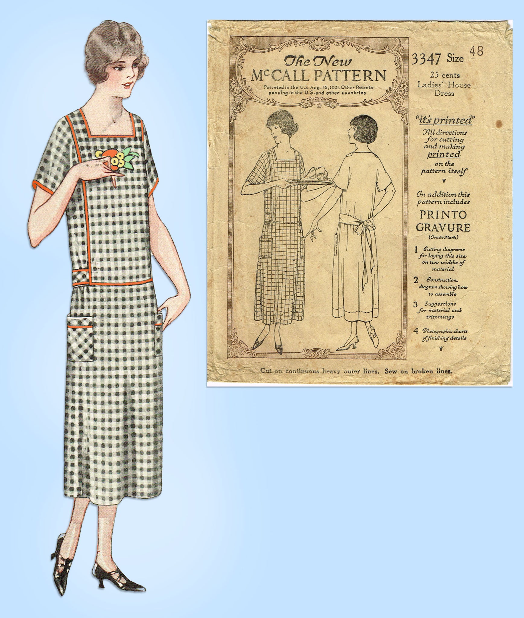 Mid 1910s Ladies Dress Sewing Pattern Bust 44 B44 McCall Pattern