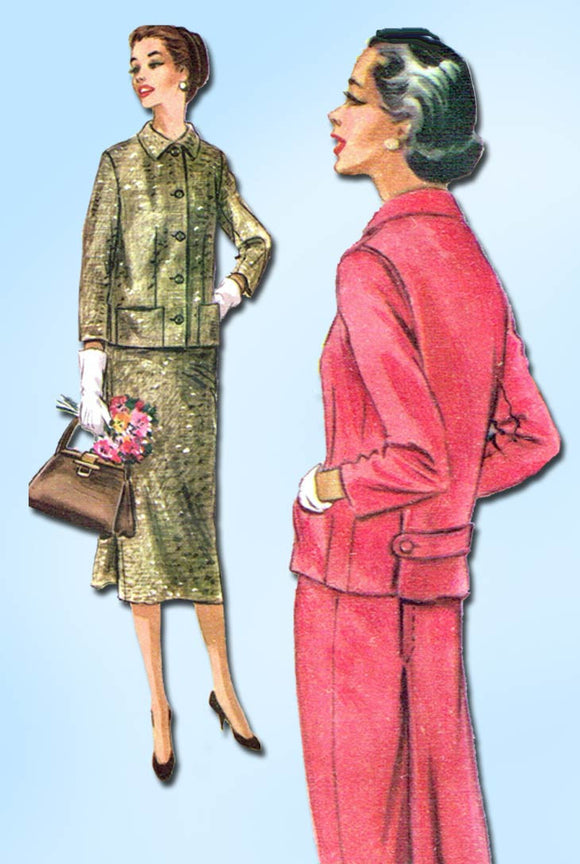 1950s Vintage McCalls Sewing Pattern 3542 Uncut MIsses 2 Piece Suit Size 16 34 B