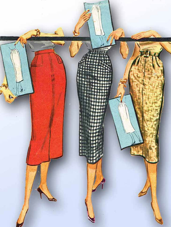 1950s Vintage McCalls Sewing Pattern 3734 Easy Misses Instant Skirt Sz 28 Waist