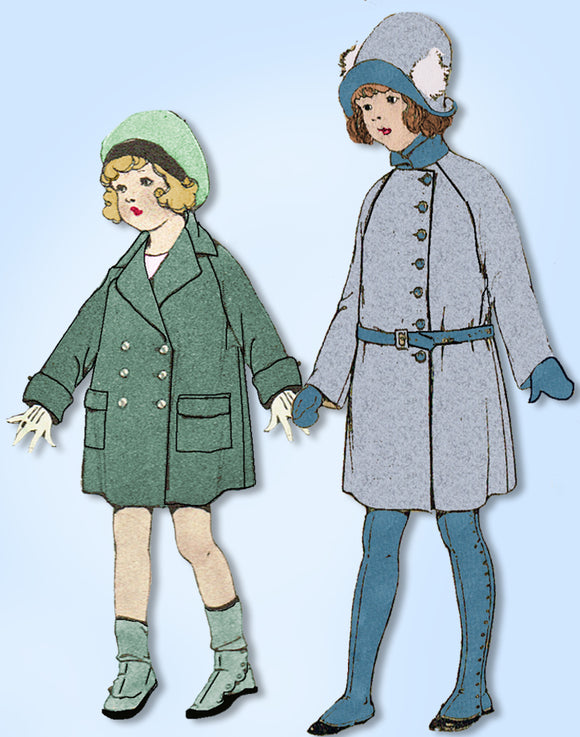 1920s Vintage McCall Sewing Pattern 3962 Cute Toddler Girls Flapper Coat Size 6