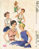 1950s Vintage McCalls Sewing Pattern 3973 Easy Misses Blouse Set Size 14 34 B