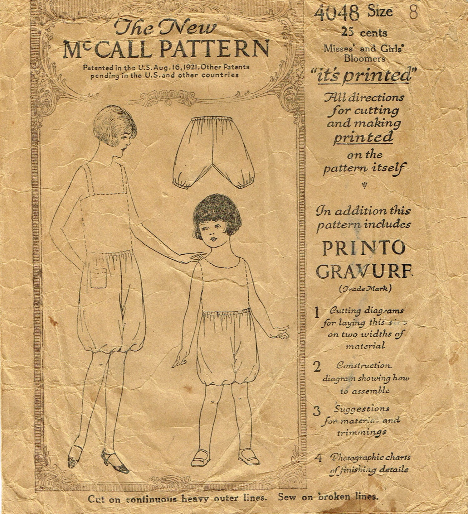 1920s Vintage McCall Sewing Pattern 4048 Little Girls Bloomers Size 8 –  Vintage4me2