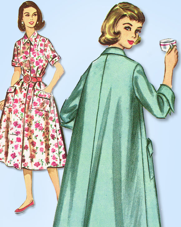 1950s Original Vintage McCall Pattern 4165 Uncut Misses Robe or Duster Sz 34 B