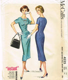 1950s Vintage McCalls Sewing Pattern 4325 Uncut Misses Instant Wiggle Dress 34 B