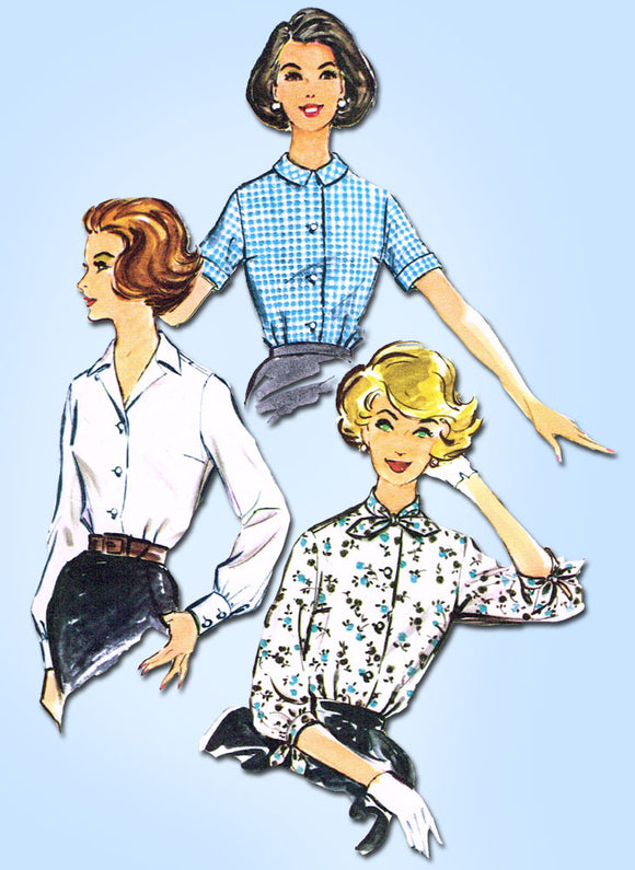 1950s Vintage McCalls Sewing Pattern 5079 Misses Womens Blouse Set Size 10 31B