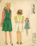 1940s Vintage McCall Sewing Pattern 5097 WWII Little Girls Jumper & Blouse Sz 10 - Vintage4me2