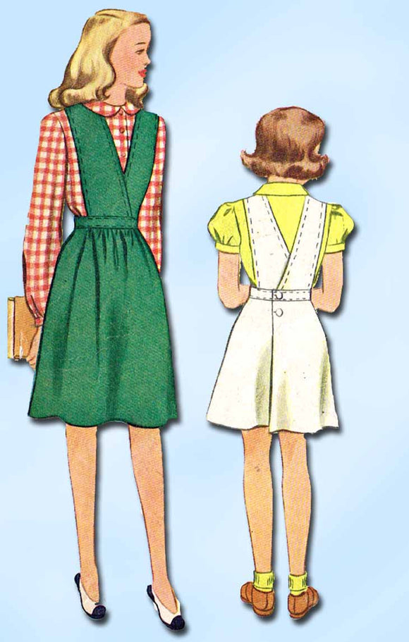 1940s Vintage McCall Sewing Pattern 5097 WWII Little Girls Jumper & Blouse Sz 10 - Vintage4me2