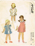 1940s Vintage McCall Sewing Pattern 5159 Cute WWII Baby Girls Pleated Dress Sz 1