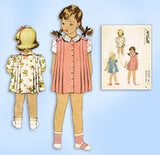 1940s Vintage McCall Sewing Pattern 5159 Cute WWII Baby Girls Pleated Dress Sz 1