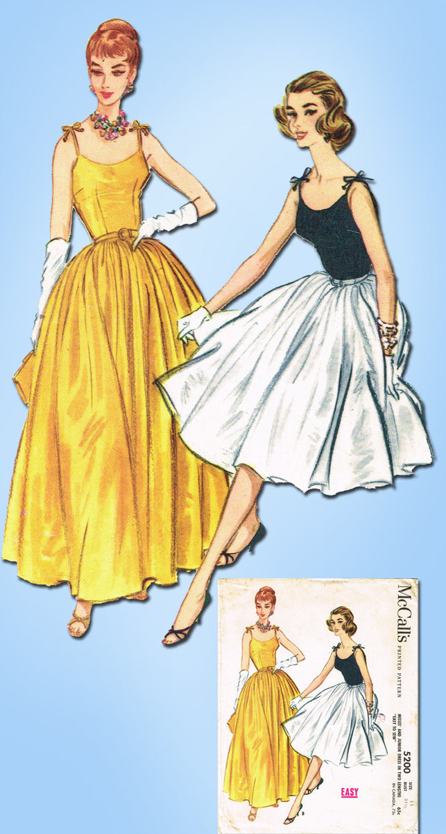 1950s Vintage McCalls Sewing Pattern 5200 Easy Misses Evening Gown Siz ...