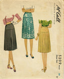 1940s Vintage McCall Sewing Pattern 5209 Uncut Misses WWII Pleated Skirt Sz 30 W - Vintage4me2