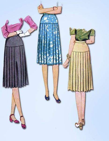 1940s Vintage McCall Sewing Pattern 5209 Uncut Misses WWII Pleated Skirt Sz 30 W - Vintage4me2