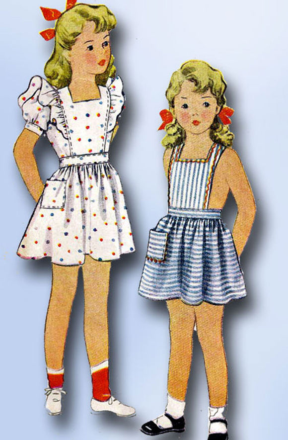 1940s Vintage McCall Sewing Pattern 5233 Baby Girls WWII Pinafore Dress Size 1 - Vintage4me2