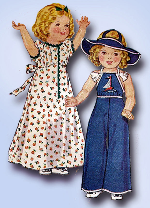 1930s Vintage McCall Sewing Pattern 525 Shirley Temple 20inch Doll Clothes