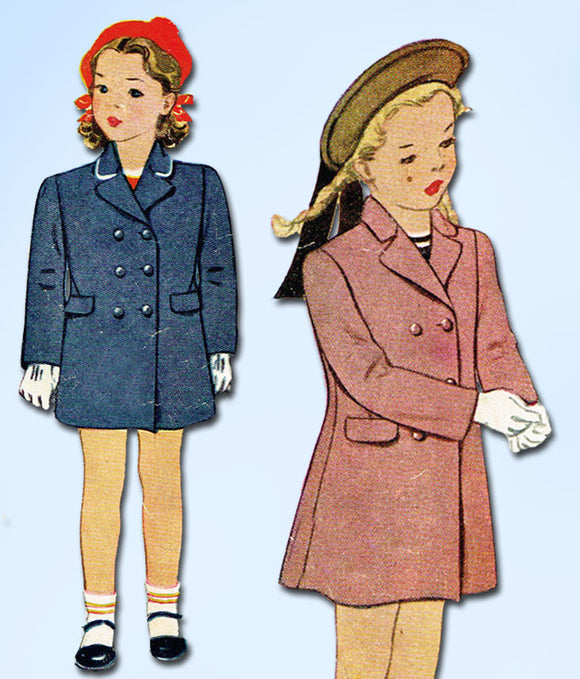 1940s Vintage McCall Sewing Pattern 5349 Toddler Girls Princess Coat Size 3 22B - Vintage4me2